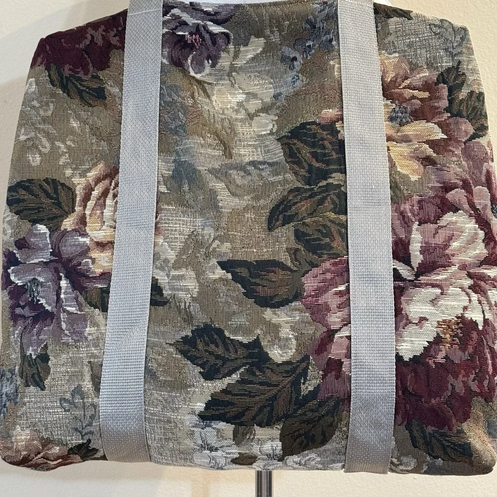 Grandmillennial Floral Tapestry Weekender Tote Bag Monogram B USA Made Travel